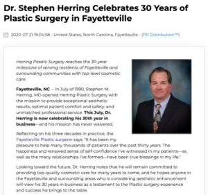 Herring Plastic Surgery reaches 30-year practice milestone.